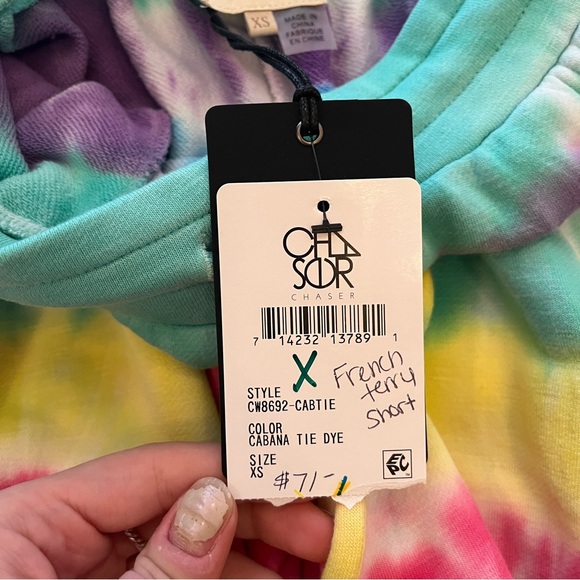 Anthropologie Chaser Cabana Tie Dye French Terry Cotton Shorts size XS NWT - Picture 6 of 6
